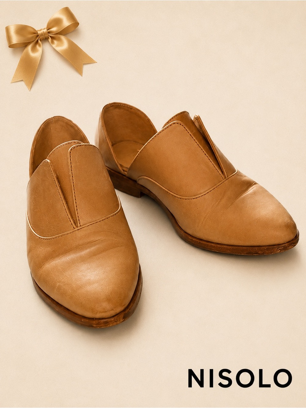 Nisolo Leather D’Orsay Flats Tan Brown Pointed Toe US 8 Made in Mexico